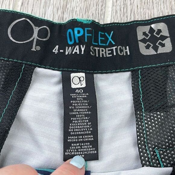 Ocean Pacific FLEX 4-way Stretch Pin Striped Board Shorts Blue Green 40 - Picture 6 of 10